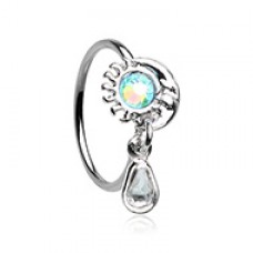 Sun & Crescent Moon Dangle Bendable Nose Hoop