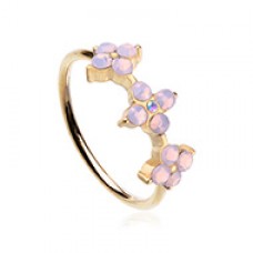 Golden Pink Color Blossom Gem Bendable Nose Hoop