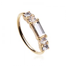 Golden Cubic CZ Baguette Gem Bendable Nose Hoop