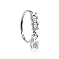 Three Gem Cubic CZ Dangle Bendable Nose Hoop