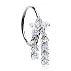 Celestial CZ Star Double Dangle Bendable Nose Hoop