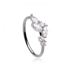 Blooming CZ Marquis Leaf Cluster Bendable Nose Hoop