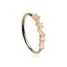 Golden Zig Zag Princess Cut CZ Bendable Nose Hoop
