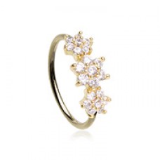 Golden Blooming CZ Flower Bouquet Bendable Nose Hoop