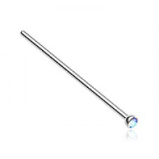 Long Press Fit Gem Top Steel Fishtail Piercing Nose Stud Ring