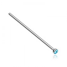 Long Press Fit Gem Top Steel Fishtail Piercing Nose Stud Ring