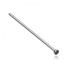 Long Press Fit Gem Top Steel Fishtail Piercing Nose Stud Ring