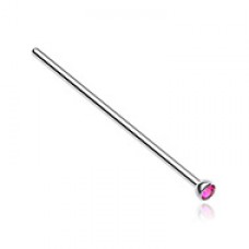 Long Press Fit Gem Top Steel Fishtail Piercing Nose Stud Ring