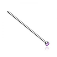 Long Press Fit Gem Top Steel Fishtail Piercing Nose Stud Ring