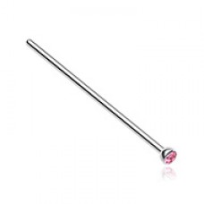 Long Press Fit Gem Top Steel Fishtail Piercing Nose Stud Ring