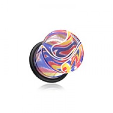 Vibrant Marble Swirls Single Flared Ear Gauge Plug