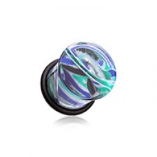 Vibrant Marble Swirls Single Flared Ear Gauge Plug