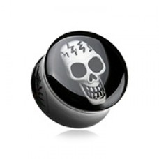 Electro 3D Skull Resin Inlay Double Flared Ear Gauge Plug