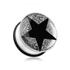 Star Glitter Single Flared Ear Gauge Plug