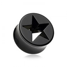 Hollow Star Double Flared Ear Gauge Plug