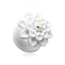 Charming Chrysanthemum Flower Single Flared Ear Gauge Plug