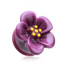 Adorable Hibiscus Flower Single Flared Ear Gauge Plug
