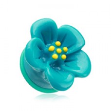 Adorable Hibiscus Flower Single Flared Ear Gauge Plug