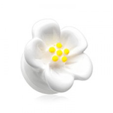 Adorable Hibiscus Flower Single Flared Ear Gauge Plug