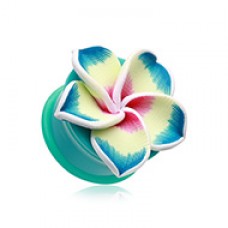 Hawaiian Plumeria Flower Acrylic Ear Gauge Plug