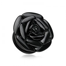 Rose Blossom Flower Single Flared Ear Gauge Plug