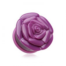 Rose Blossom Flower Single Flared Ear Gauge Plug