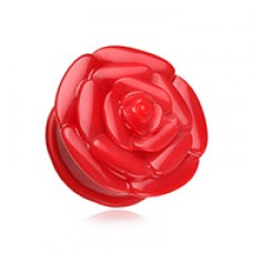 Rose Blossom Flower Single Flared Ear Gauge Plug