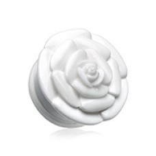 Rose Blossom Flower Single Flared Ear Gauge Plug