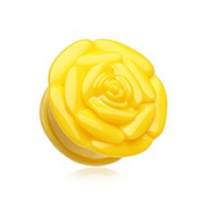 Rose Blossom Flower Single Flared Ear Gauge Plug