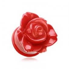 Wild Rose Flower Blossom Single Flared Ear Gauge Plug