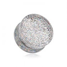 Ultra Shine Glittered Double Flared Acrylic Ear Gauge Plug