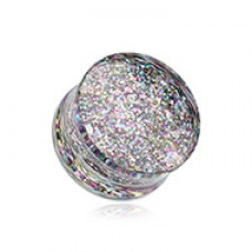 Ultra Shine Glittered Double Flared Acrylic Ear Gauge Plug