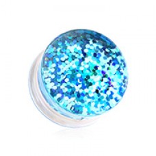 Double Sided Holographic Glitter Double Flared Ear Gauge Plug