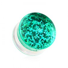Double Sided Holographic Glitter Double Flared Ear Gauge Plug