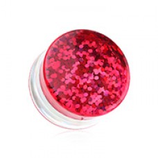 Double Sided Holographic Glitter Double Flared Ear Gauge Plug