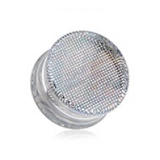 Square Holographic Prism Glitter Double Flared Ear Gauge Plug