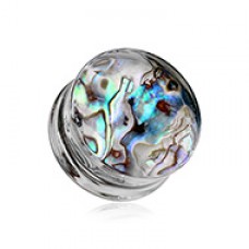Abalone Inlay Double Flared Ear Gauge Plug