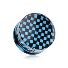 Classic Checker Inlay Double Flared Ear Gauge Plug
