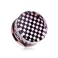 Classic Checker Inlay Double Flared Ear Gauge Plug