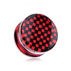 Classic Checker Inlay Double Flared Ear Gauge Plug