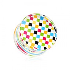 Classic Checker Inlay Double Flared Ear Gauge Plug