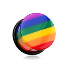 Rainbow Stripe Single Flared Ear Gauge Plug