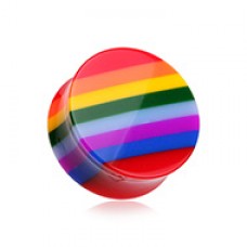 Rainbow Stripe Double Flared Ear Gauge Plug