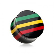 Rasta Jamaican Stripe Double Flared Ear Gauge Plug