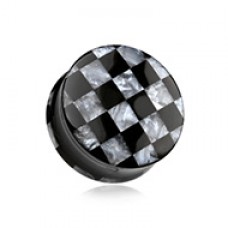 Marble Checker Double Flared Ear Gauge Plug