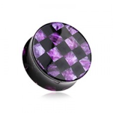 Marble Checker Double Flared Ear Gauge Plug