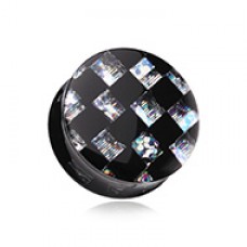 Marbled Checker Stripe Double Flared Ear Gauge Plug