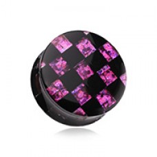 Marbled Checker Stripe Double Flared Ear Gauge Plug