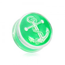 Anchor Enamel Embossed Double Flared Ear Gauge Plug