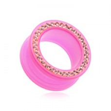Multi-Sprinkle Dot Neon Acrylic Flesh Tunnel Ear Gauge Plug